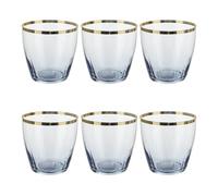 Set 6 bicchieri acqua 365 ml blu con bordo oro Shine