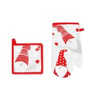 Set guanto e presina gnomi Natale bianco