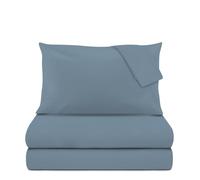 KASANOVA Set lenzuola matrimoniale in raso di cotone 100% - completo letto 4 Pezzi, morbido e traspirante, effetto seta (Avio)