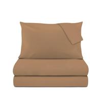 Completo letto matrimoniale cotone raso marrone
