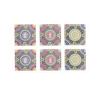 KASANOVA Set sottobicchieri Sicilia Quadrati in Ceramica, da 6 Pezzi Multicolore
