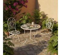 KASANOVA Set tavolo giardino e 2 sedie decoro foglia ferro