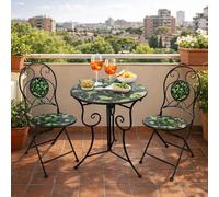 KASANOVA Set tavolo giardino e 2 sedie nero foglie ferro