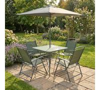 KASANOVA Set tavolo verde con ombrellone e 4 sedie