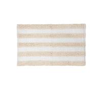KASANOVA Tappeto Bagno ciniglia 50x80 cm Righe Beige Bianco