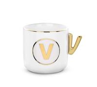 KASANOVA Tazza lettera V con manico oro 360 ml