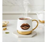 KASANOVA Tazza mug ceramica manico e base oro 360 ml labbra