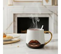 KASANOVA Tazza mug ceramica manico oro 360 ml base nera labbra