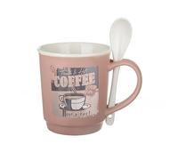 KASANOVA Tazza mug conica 400 ml con cucchiaino in porcellana malva viola