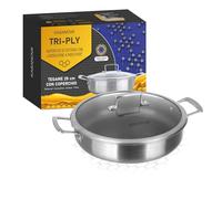 KASANOVA Tegame 28 cm con coperchio a 3 strati Tri - ply grigio Cottura