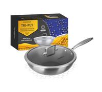 Wok 28 cm con coperchio a 3 strati Tri - ply