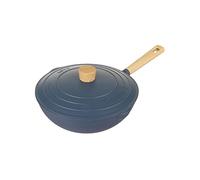 KASANOVA wok con coperchio vari colori Pot Art, padella alta induzione, wok antigraffio, antiabrasione, wok induzione e altri piani cottura, lavabile in lavastoviglie (Blu, 28 Cm)