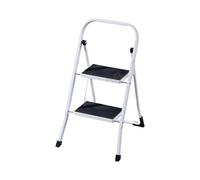 Kasart Scaletta pieghevole 2 gradini in acciaio, antiscivolo, compatta, richiudibile, portata 150 kg, ideale per uso domestico