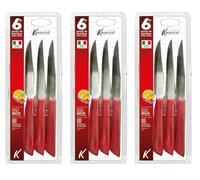 kasaviva Coltelli da Bistecca, Set di 6pz per Tavola, ideali anche per Carne e Pizza, Lama in Acciaio Inox, Manico Indeformabile (3, Rossi)