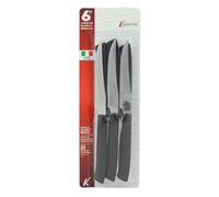 kasaviva Coltelli, Set 6pz per Tavola e Bistecca, Lama in Acciaio Inox e Manico Indeformabile (1, Nero)