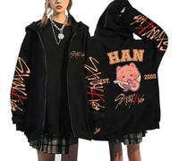 KASENFASHION Stray-K SKZOO Felpa con cappuccio - Y2K con cerniera dolce BangChan Lee Know Changbin Hyunjin Han Felix Seungmin I.N, motivi unisex Harajuku Streetwear, Nero 1, S