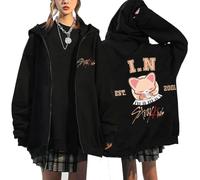 KASENFASHION Stray-K SKZOO Felpa con cappuccio - Y2K con cerniera dolce BangChan Lee Know Changbin Hyunjin Han Felix Seungmin I.N, motivi unisex Harajuku Streetwear, Nero12., XL