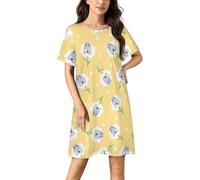 KASENFASHION Stray Kids Fan Camicia da notte - Comoda maglietta da donna in cotone a maniche corte estiva, giallo., XL