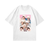 KASENFASHION Stray Kids Merch Shirt 2025 - Washed Look Maglietta a maniche corte per fan del K-pop, unisex, stile harajuku, bianco-A, S