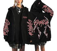 KASENFASHION Stray Kids SKZOO Felpa con cappuccio Y2K - Dolce BangChan Lee Know Changbin Hyunjin Han Felix Seungmin I.N Print Giacca con cappuccio unisex Harajuku Streetwear, Nero4, XL