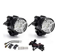 KASER Coppia Fari per Moto Faretto Frontale Fendinebbia Aggiuntivo Supplementari per Moto QUAD con Interruttore e Supporto Staffa 45W 3000 LM 12V-80V