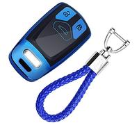 KASER Cover Guscio Chiave Silicone compatibile per Audi Custodia in TPU adatto per Audi A1 A2 A3 A4 A5 A7 Q1 Q3 Q5 TT Protezione Telecomando con Portachiavi (Blu)