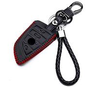 KASER Cover Guscio Custodia in Pelle con Portachiavi per Chiave BMW Serie 3 5 X1 X3 X4 X5 2019 2020 Smartkey Protezione Telecomando Auto Keyless (Red Edition)