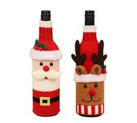 KASESSS 2 Pezzi Copribottiglia Natalizio, Tessuto Copri Bottiglie Natalizie, Creativo Copribottiglia Natale, Portabottiglie Natalizi, Divertente Bottiglie Natalizie per Decorazioni Natale Tavola