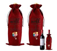 KASESSS 2 Pezzi Copribottiglia, Sacchetti Regalo per Bottiglie con Coulisse, Sacchetti Regalo per Vino Riutilizzabili, Idee Regalo per Compleanni Feste Bomboniere 35 × 14.5 cm (Rosso)