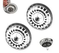 KASESSS 2 Pezzi Tappo Lavandino Cucina, 78mm Filtro Lavandino Cucina, Tappo Lavello Cucina con Funzione di Filtro, Acciaio Inox Tappi Lavandino Cucina, Piletta Lavello Cucina per Cibo/Hair Catcher