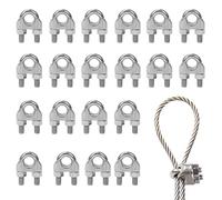 KASESSS 20Pezzi Morsetti per Cavo Acciaio 4mm, M4 Morsetti per Filo Stendibiancheria, Inox Morsetti per Cavetto Acciaio 4mm, Clip per Cavo acciaio per Filo Ø 4 mm, per Cavi Metallici,Vela Ombreggiante