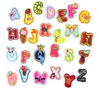 KASESSS 26 Pezzi Toppa Termoadesiva per Tessuti, Lettera Toppe Termoadesive per Tessuti, ToPpe Termoadesive Bambini, Toppe Adesive per Tessuto per Ferro o Cucire, TopPe per Vestiti per Zaini Cappelli