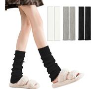 KASESSS 3 Paia Scaldamuscoli Donna, Maglia Leg Warmers, Morbido Scaldamuscoli Bambina, Inverno Caldo Scaldamuscoli, Moda Lavorati a Maglia Calzini Alti al Ginocchio Senza Piedi(Nero,Bianco,Grigio)