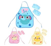 KASESSS 3 Pezzi Grembiule Cucina Bambino, Impermeabili Grembiule Cucina Bambina, Grembiule Pittura Bambini Motivo, Grembiule Plastificato Bambini Asilo, Grembiuli Cucina Bambini per Ragazze Ragazzi