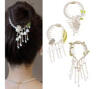 KASESSS 3 Pezzi Mollette Capelli Donna Mughetto, Mollettone Capelli Donna, Fermaglio Capelli Donna, Strass a Farfalla Chignon Facile per Capelli, Fermagli Capelli Donna con Fibbia a Coda di Cavallo