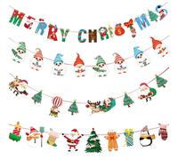 KASESSS 4 Pezzi Banner di Natale, Addobbi Natalizi, Multicolore Festone Natalizio con Scritta Merry Christmas, Decorazione Natalizia da Appendere per Camino, Feste di Natale, Casa, Parete, Finestre