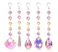 KASESSS 5 Pezzi Acchiappasole Cristallo Bellissimo, Acchiappasole da Appendere per Finestra Casa Giardino Natale Giorno Festa Matrimonio Decorazioni