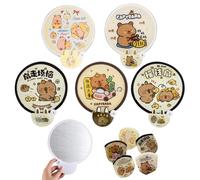 KASESSS 5Pcs Ventaglio Pieghevole Rotondo, Carino Capybara Ventaglio Rotondo, Ventagli Pieghevoli & Riflettore Fotografico 2 in 1, Ventaglio Tondo Pieghevole con Custodia per Viaggiare, Scattare Foto