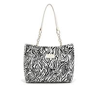 KASESSS Borsa Tote Bag Donna In Canvas A Stampa Zebrata, Moda Borsa Shopper Donna con Catena Metallica E Zip, Zebrata Borse Tote Spalla Hopper per Uso Quotidiano Lavoro Scuola Shopping