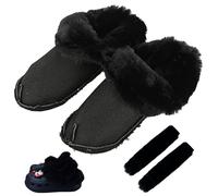 KASESSS Calda Solette di Ricambio per Crocs Clogs, Capelli Lunghi Scarpe con Fodera in Pelliccia, Copri Lacci per Scarpe, Soletta Invernali Clogs per Crocs, Lunghezza Interna Soletta 240 mm, Nero