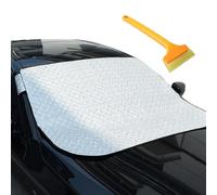 KASESSS Copertura per Parabrezza Auto 140 x 100cm con Raschietto per Il Ghiaccio, Ripiegabile Parabrezza Auto Antigelo, Telo Copriauto per Bloccare Neve, Brina, Raggi UV, Escrementi di Uccelli