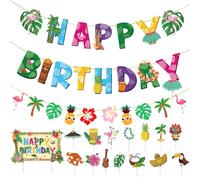 KASESSS Decorazioni Compleanno, Happy Birthday Decorazioni, Striscione Buon Compleanno, Buon Compleanno Decorazioni per Interni ed Esterni, Decorazioni Festa Hawaiana Perfetto per Ragazzi e Ragazze