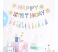 KASESSS Margherita Colorata Decorazioni Compleanno Set, Festoni Compleanno, Happy Birthday Banner, Striscione Buon compleanno, Appendere Frangia Colorata Decorazioni per Feste di Adulti e Bambini