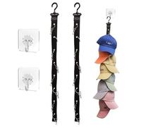 KASESSS Porta Cappelli da Parete e Armadio - 2 Pezzi Con 16 Clips e 2 Ganci Adesivi - Appendiabiti per Tutti i Tipi di Cappelli