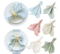 KASESSS Tinta Unita Tovaglioli Stoffa Set Di 6 Design Di Bordatura Tovaglioli Cotone Per Decorazione Da Tavolo, Matrimonio, Domestico, Cena, San Valentino, Natale 32x32cm Multicolore