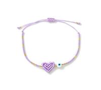 KASFDBMO Bracciale rigido a catena con perline leggere con meticolosi dettagli a forma cuore intrecciato a mano e braccialetto artistico protettivo con simbolo ' occhio del male