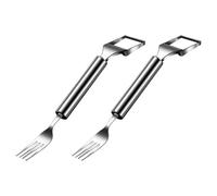 KASFDBMO Confezione da 2 affettatrice a doppia testa per anguria, in acciaio inox, con estremità a forchetta per tagliare e servire l'anguria multifunzione