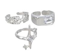 KASFDBMO Gli anelli della stella incastonati dello zircone della lega robusti per le coppie cercano stili e individualità nei pezzi di dichiarazione dei gioielli Accessori di coppia alla moda, Misura