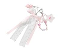 KASFDBMO Keetchain Star Charm Con Nastro E Perline Porta Chiave Per Decorazione Sacchetti Inserisci Un Unico Inserto Design Le Del Cuore Accessorio Portachiavi.