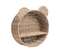 KASFDBMO Mensola da parete a forma di orecchio di orso Mensole da parete in rattan per piccole piante Scaffale portaoggetti intrecciato da appendere cesto portaoggetti per l'organizzazione della casa